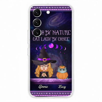 Custom Personalized Witch Phone Case for iPhone/ Samsung - Gift Idea For Halloween/ Pet Lovers with up to 5 Pets - Witch By Nature, Cat Lady By Choice