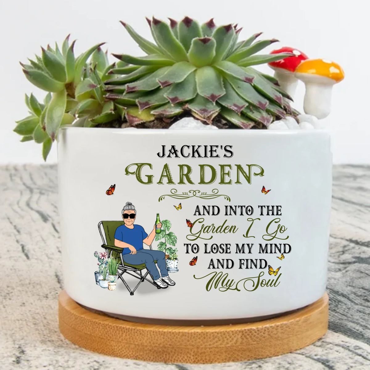 Personalized Gardener Plant Pot - Gift For Plant Lovers/Mother's Day/Father's Day - And Into The Garden I Go To Lose My Mind And Find My Soul