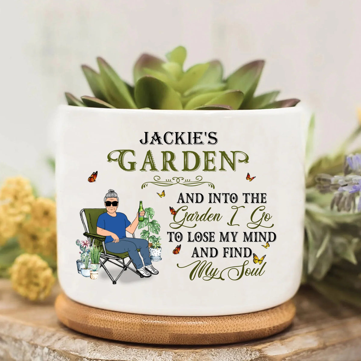 Personalized Gardener Plant Pot - Gift For Plant Lovers/Mother's Day/Father's Day - And Into The Garden I Go To Lose My Mind And Find My Soul