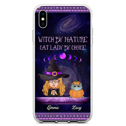 Custom Personalized Witch Phone Case for iPhone/ Samsung - Gift Idea For Halloween/ Pet Lovers with up to 5 Pets - Witch By Nature, Cat Lady By Choice