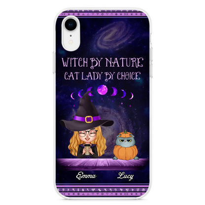 Custom Personalized Witch Phone Case for iPhone/ Samsung - Gift Idea For Halloween/ Pet Lovers with up to 5 Pets - Witch By Nature, Cat Lady By Choice