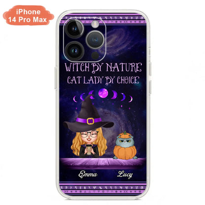 Custom Personalized Witch Phone Case for iPhone/ Samsung - Gift Idea For Halloween/ Pet Lovers with up to 5 Pets - Witch By Nature, Cat Lady By Choice
