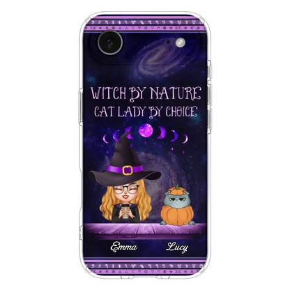 Custom Personalized Witch Phone Case for iPhone/ Samsung - Gift Idea For Halloween/ Pet Lovers with up to 5 Pets - Witch By Nature, Cat Lady By Choice