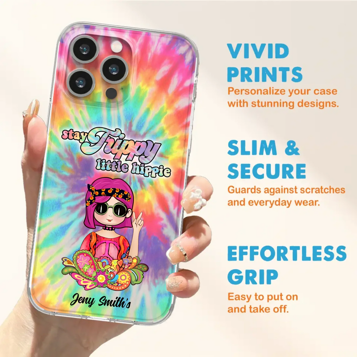 Personalized Hippie Phone Case - Stay Trippy Little Hippie - Case Phone For iPhone And Samsung