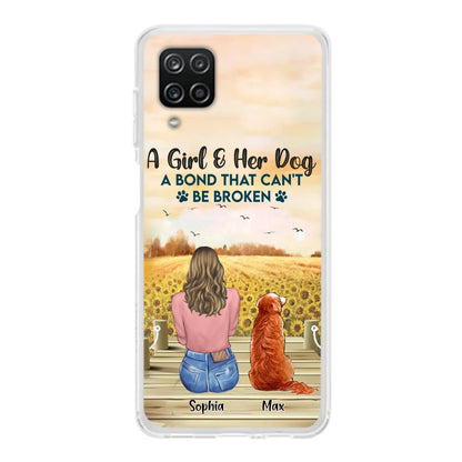 Custom Personalized Dog Mom Phone Case - Gift Idea For Dog Lover - A Girl & Her Dog A Bond That Can't Be Broken - Case For iPhone/ Samsung