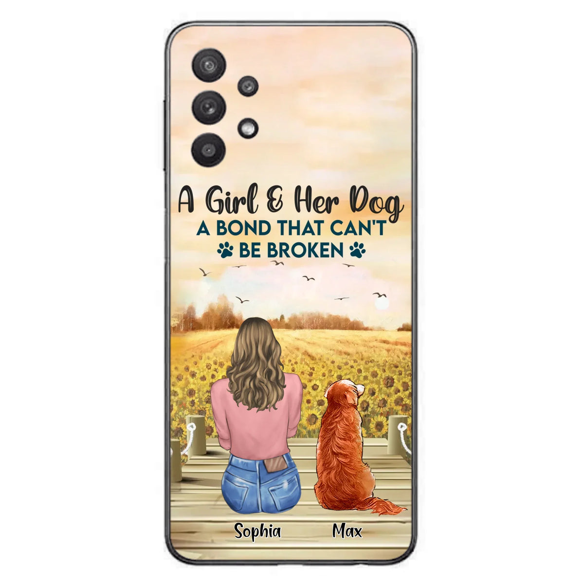 Custom Personalized Dog Mom Phone Case - Gift Idea For Dog Lover - A Girl & Her Dog A Bond That Can't Be Broken - Case For iPhone/ Samsung