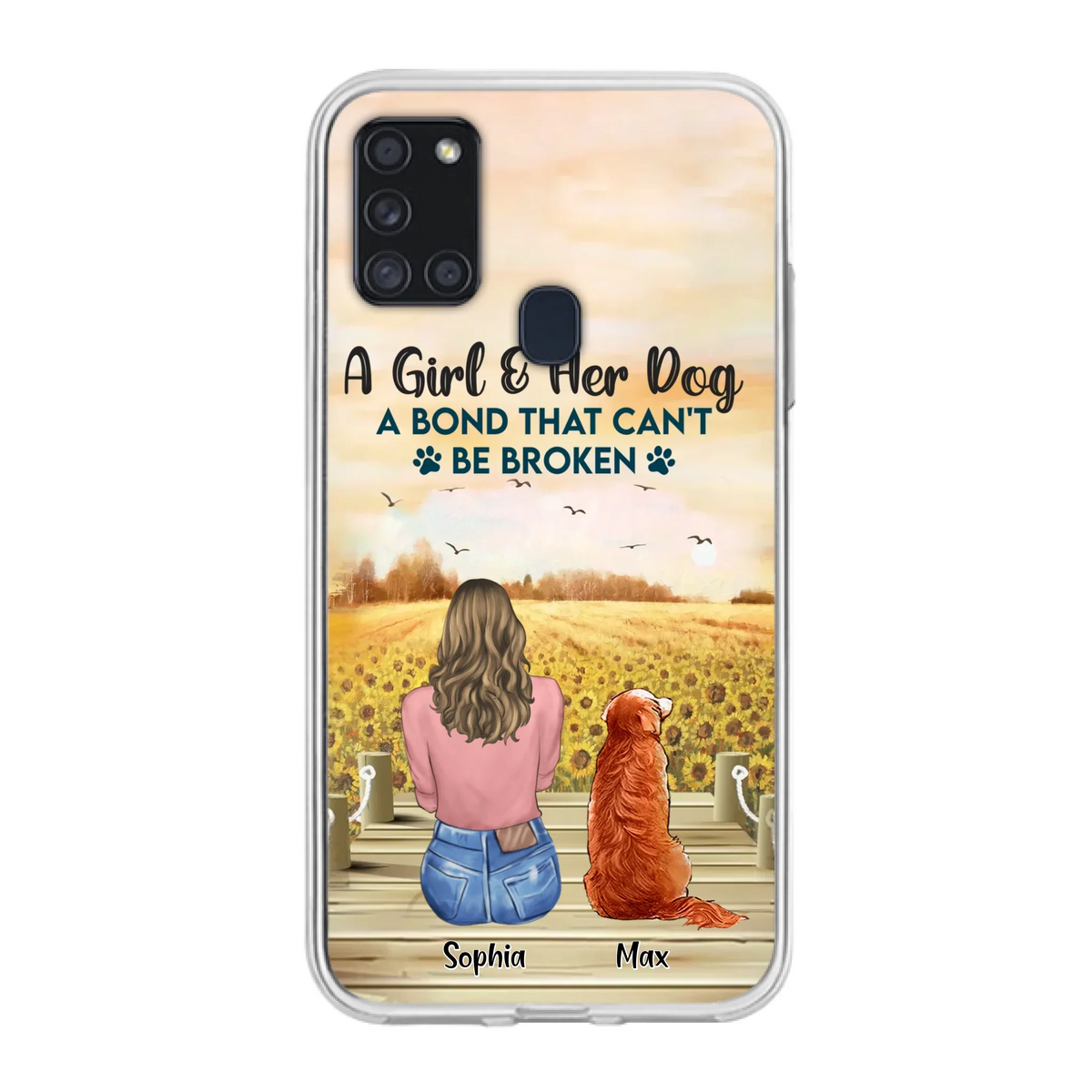 Custom Personalized Dog Mom Phone Case - Gift Idea For Dog Lover - A Girl & Her Dog A Bond That Can't Be Broken - Case For iPhone/ Samsung