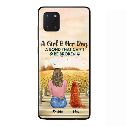 Custom Personalized Dog Mom Phone Case - Gift Idea For Dog Lover - A Girl & Her Dog A Bond That Can't Be Broken - Case For iPhone/ Samsung