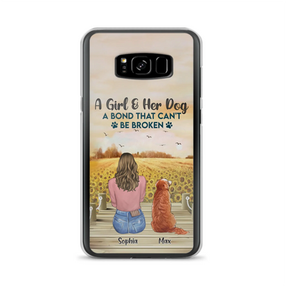 Custom Personalized Dog Mom Phone Case - Gift Idea For Dog Lover - A Girl & Her Dog A Bond That Can't Be Broken - Case For iPhone/ Samsung