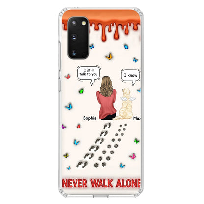 Custom Personalized Memorial Pet Phone Case - Memorial Gift Idea For Pet Owner - Case For iPhone/ Samsung - Never Walk Alone