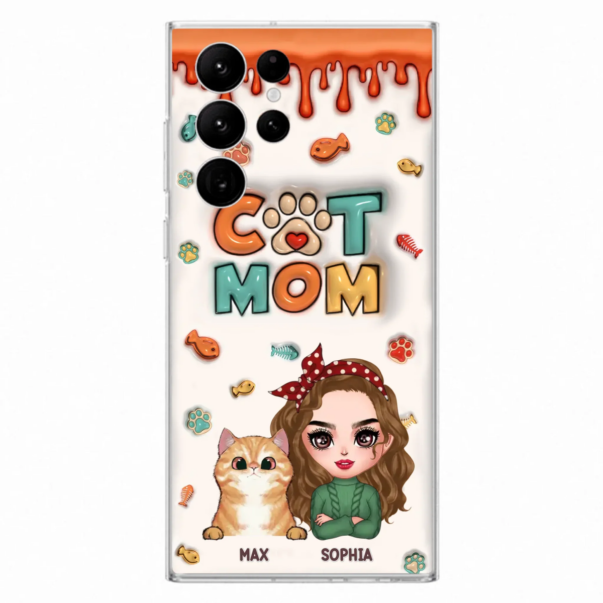 Custom Personalized Cat Mom iPhone/ Samsung Phone Case - Christmas Gift Idea For Cat Lover - Upto 4 Cats