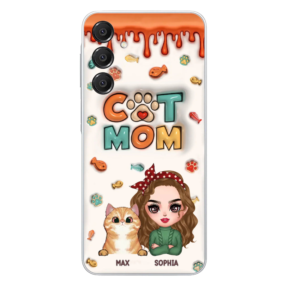 Custom Personalized Cat Mom iPhone/ Samsung Phone Case - Christmas Gift Idea For Cat Lover - Upto 4 Cats
