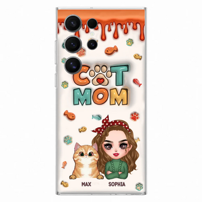 Custom Personalized Cat Mom iPhone/ Samsung Phone Case - Christmas Gift Idea For Cat Lover - Upto 4 Cats