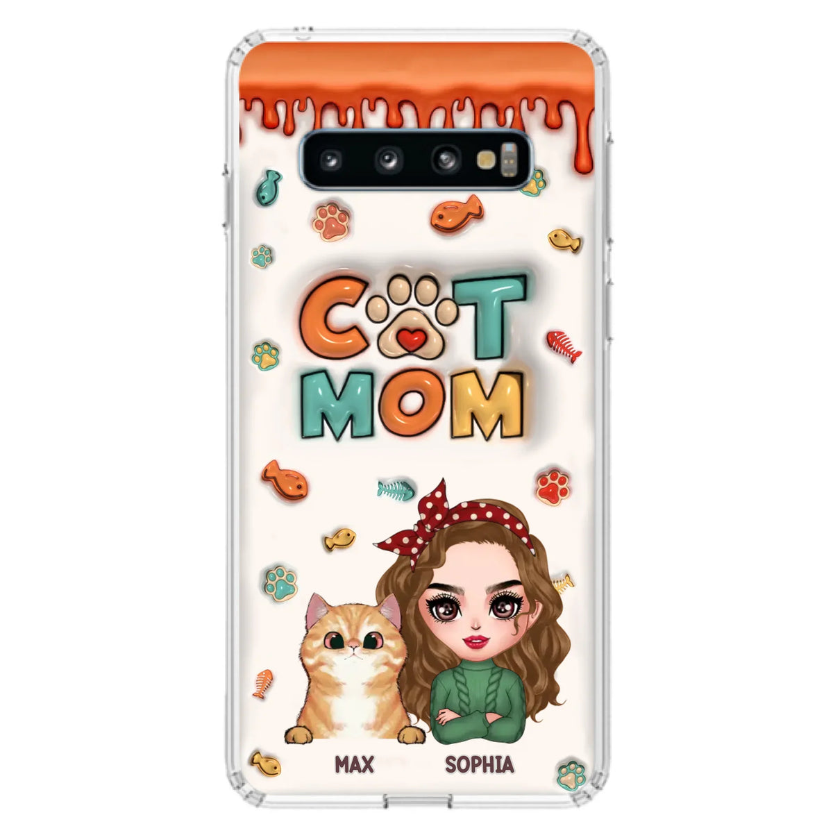Custom Personalized Cat Mom iPhone/ Samsung Phone Case - Christmas Gift Idea For Cat Lover - Upto 4 Cats
