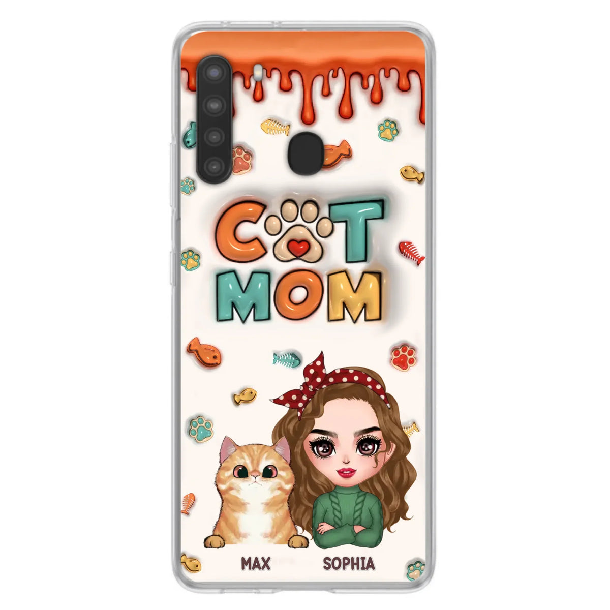 Custom Personalized Cat Mom iPhone/ Samsung Phone Case - Christmas Gift Idea For Cat Lover - Upto 4 Cats