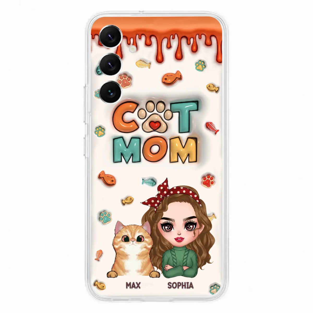 Custom Personalized Cat Mom iPhone/ Samsung Phone Case - Christmas Gift Idea For Cat Lover - Upto 4 Cats