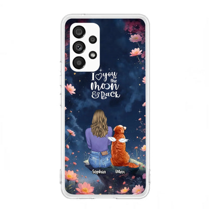 Custom Personalized Pet Phone Case - Gift Idea For Dog/ Cat/ Rabbit Owner - Case For iPhone/ Samsung - I Love You To The Moon & Back