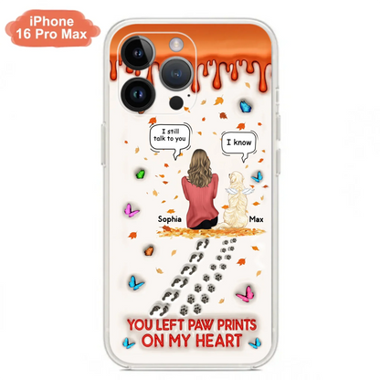 Custom Personalized Memorial Dog Phone Case - Memorial Gift Idea For Pet Lover - Case For iPhone/ Samsung - You Left Paw Prints On My Heart