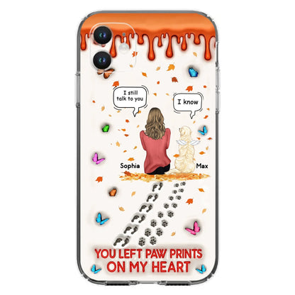 Custom Personalized Memorial Dog Phone Case - Memorial Gift Idea For Pet Lover - Case For iPhone/ Samsung - You Left Paw Prints On My Heart
