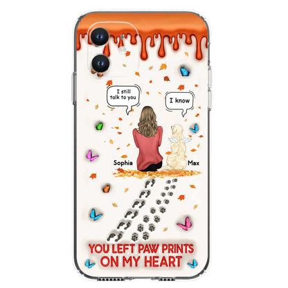 Custom Personalized Memorial Dog Phone Case - Memorial Gift Idea For Pet Lover - Case For iPhone/ Samsung - You Left Paw Prints On My Heart