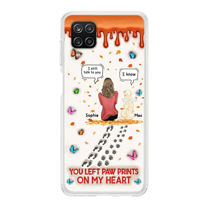 Custom Personalized Memorial Dog Phone Case - Memorial Gift Idea For Pet Lover - Case For iPhone/ Samsung - You Left Paw Prints On My Heart