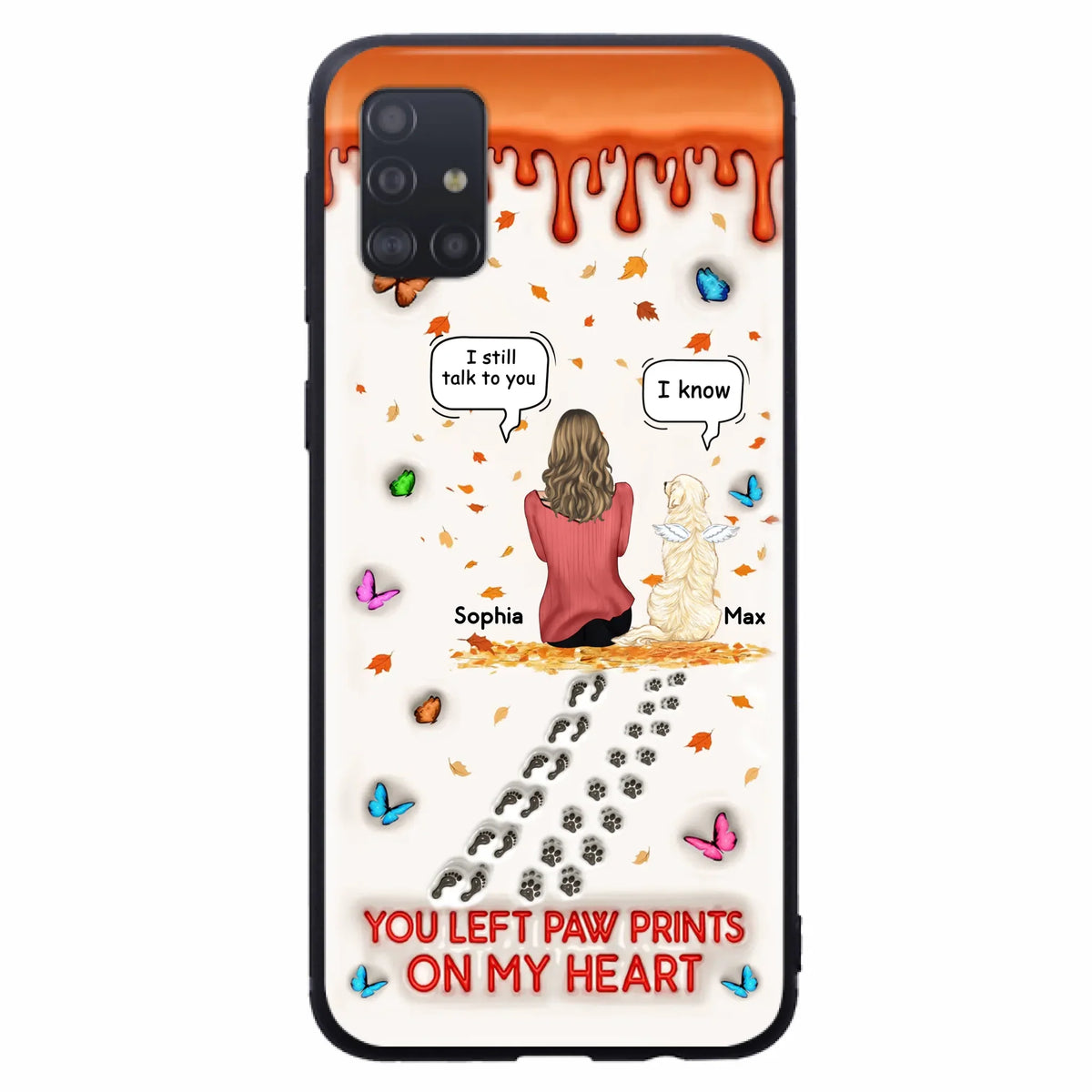 Custom Personalized Memorial Dog Phone Case - Memorial Gift Idea For Pet Lover - Case For iPhone/ Samsung - You Left Paw Prints On My Heart