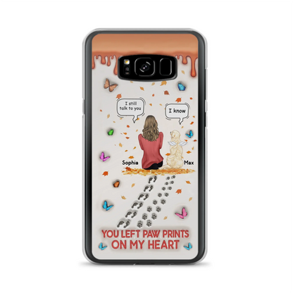 Custom Personalized Memorial Dog Phone Case - Memorial Gift Idea For Pet Lover - Case For iPhone/ Samsung - You Left Paw Prints On My Heart