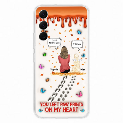 Custom Personalized Memorial Dog Phone Case - Memorial Gift Idea For Pet Lover - Case For iPhone/ Samsung - You Left Paw Prints On My Heart