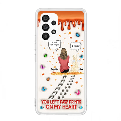 Custom Personalized Memorial Dog Phone Case - Memorial Gift Idea For Pet Lover - Case For iPhone/ Samsung - You Left Paw Prints On My Heart