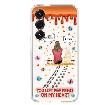 Custom Personalized Memorial Dog Phone Case - Memorial Gift Idea For Pet Lover - Case For iPhone/ Samsung - You Left Paw Prints On My Heart