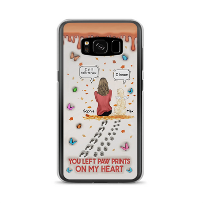Custom Personalized Memorial Dog Phone Case - Memorial Gift Idea For Pet Lover - Case For iPhone/ Samsung - You Left Paw Prints On My Heart