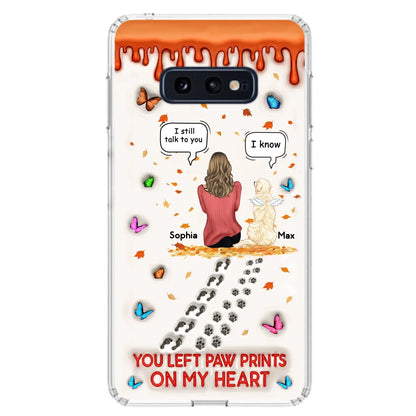Custom Personalized Memorial Dog Phone Case - Memorial Gift Idea For Pet Lover - Case For iPhone/ Samsung - You Left Paw Prints On My Heart