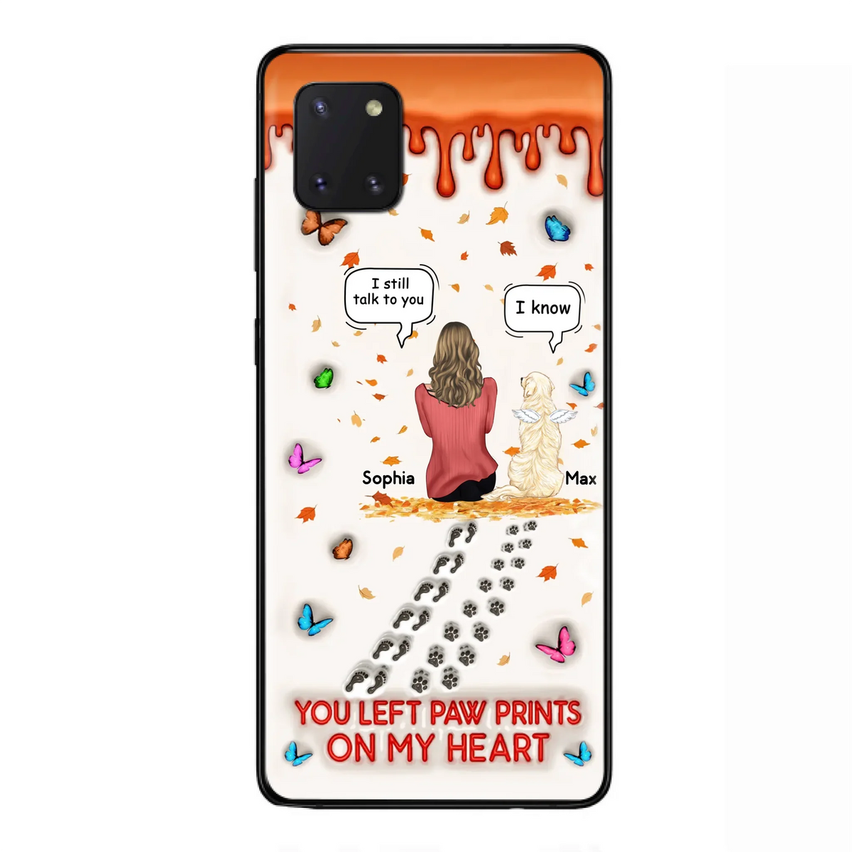 Custom Personalized Memorial Dog Phone Case - Memorial Gift Idea For Pet Lover - Case For iPhone/ Samsung - You Left Paw Prints On My Heart