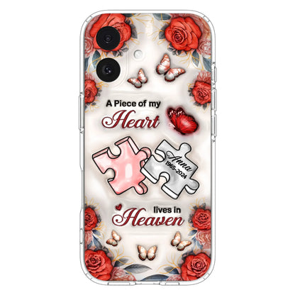 Custom Personalized Memorial Phone Case - Memorial Gift Idea - Case For iPhone/ Samsung - A Piece Of My Heart Lives In Heaven