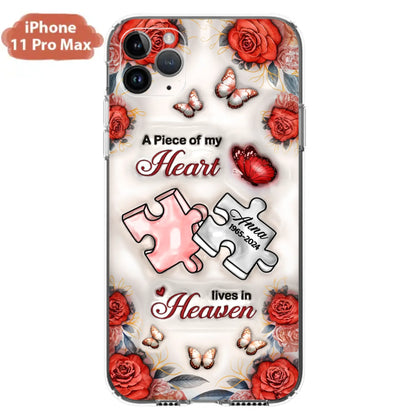 Custom Personalized Memorial Phone Case - Memorial Gift Idea - Case For iPhone/ Samsung - A Piece Of My Heart Lives In Heaven