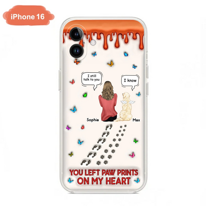 Custom Personalized Memorial Pet Phone Case - Memorial Gift Idea For Pet Owner - Case For iPhone/ Samsung - You Left Paw Prints On My Heart