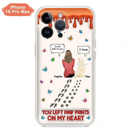 Custom Personalized Memorial Pet Phone Case - Memorial Gift Idea For Pet Owner - Case For iPhone/ Samsung - You Left Paw Prints On My Heart