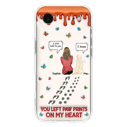 Custom Personalized Memorial Pet Phone Case - Memorial Gift Idea For Pet Owner - Case For iPhone/ Samsung - You Left Paw Prints On My Heart