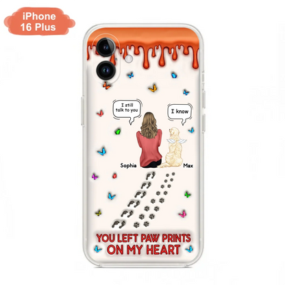 Custom Personalized Memorial Pet Phone Case - Memorial Gift Idea For Pet Owner - Case For iPhone/ Samsung - You Left Paw Prints On My Heart