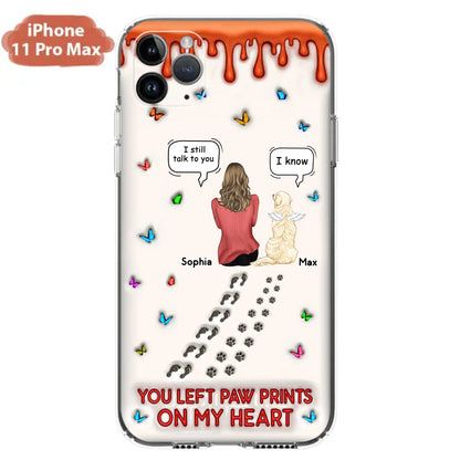 Custom Personalized Memorial Pet Phone Case - Memorial Gift Idea For Pet Owner - Case For iPhone/ Samsung - You Left Paw Prints On My Heart