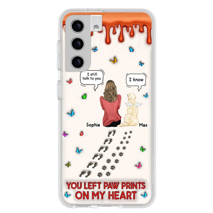 Custom Personalized Memorial Pet Phone Case - Memorial Gift Idea For Pet Owner - Case For iPhone/ Samsung - You Left Paw Prints On My Heart