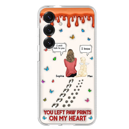 Custom Personalized Memorial Pet Phone Case - Memorial Gift Idea For Pet Owner - Case For iPhone/ Samsung - You Left Paw Prints On My Heart