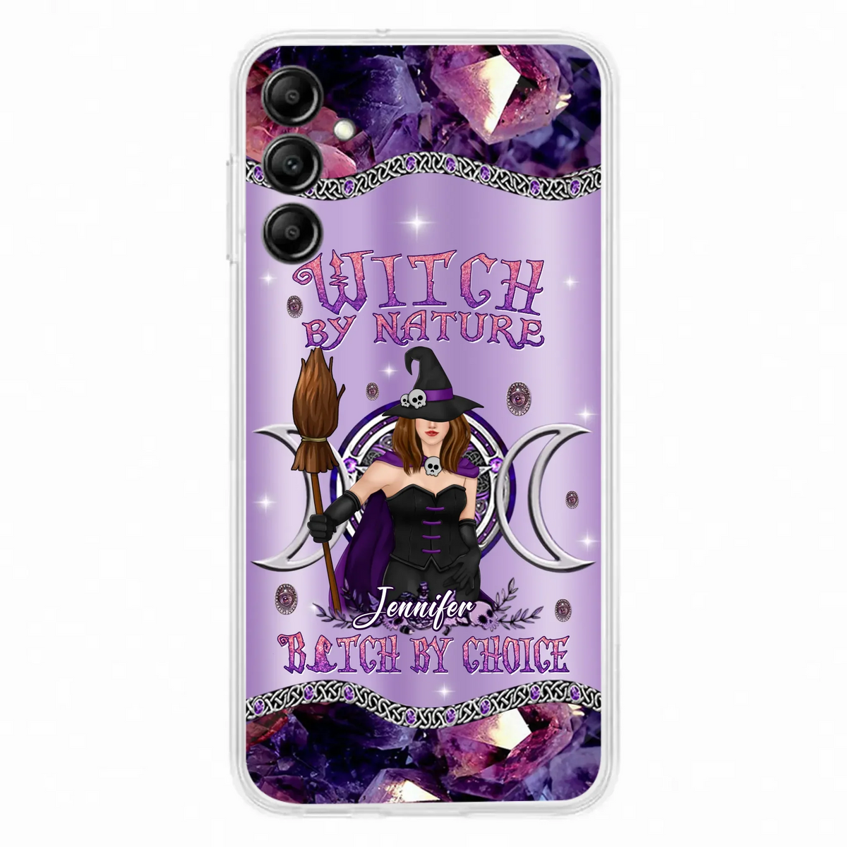 Custom Personalized Sparkling Witch Phone Case - Halloween Gift Idea - Witch By Birth - Case For iPhone/ Samsung