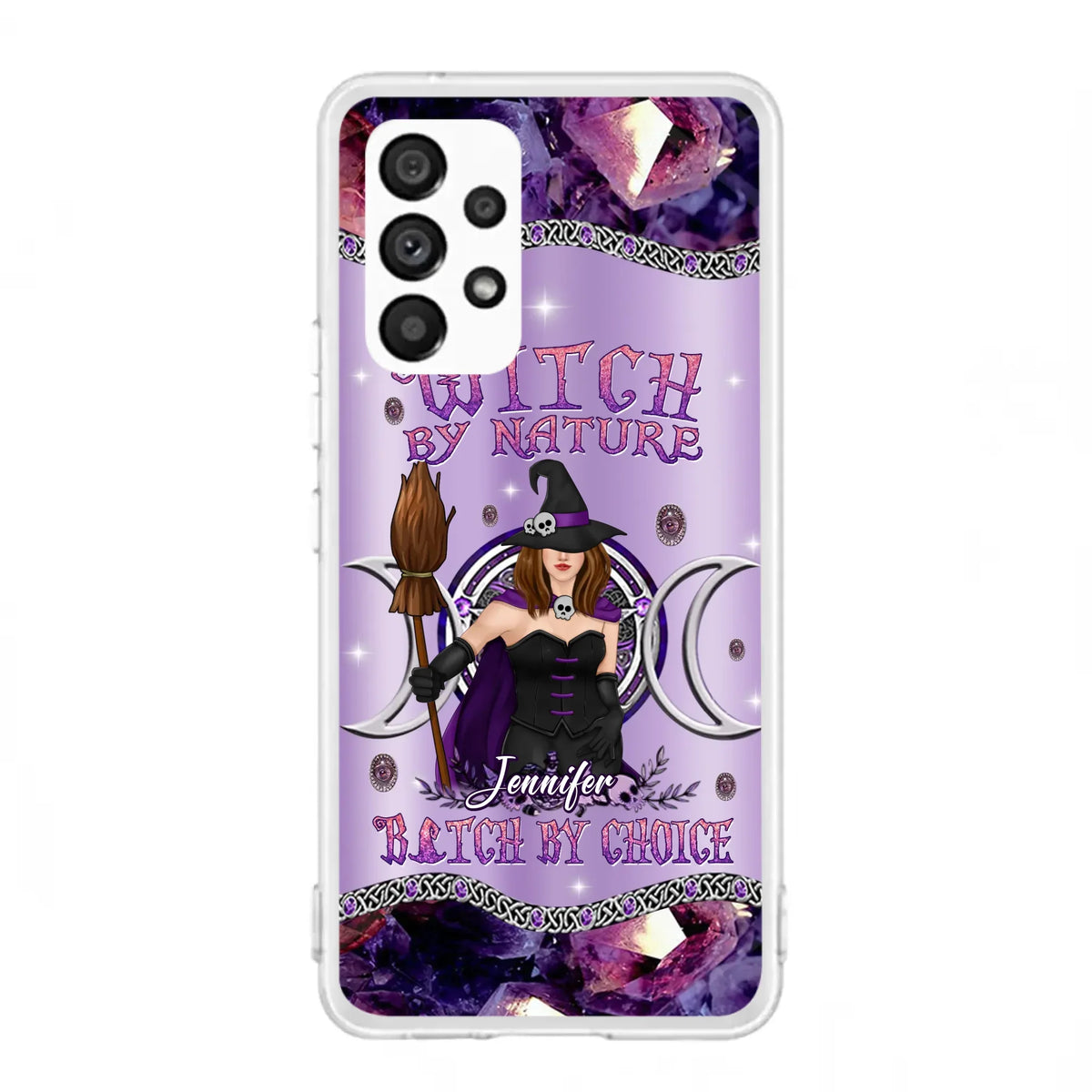 Custom Personalized Sparkling Witch Phone Case - Halloween Gift Idea - Witch By Birth - Case For iPhone/ Samsung