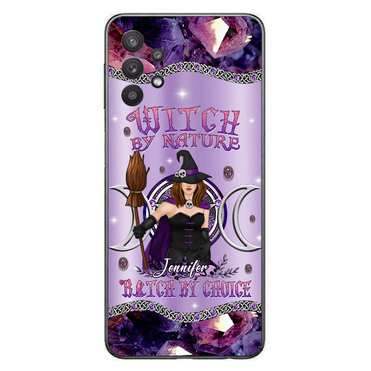 Custom Personalized Sparkling Witch Phone Case - Halloween Gift Idea - Witch By Birth - Case For iPhone/ Samsung