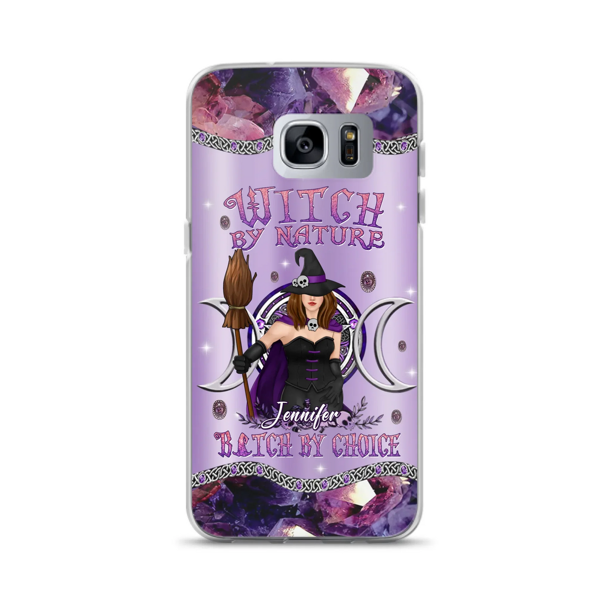 Custom Personalized Sparkling Witch Phone Case - Halloween Gift Idea - Witch By Birth - Case For iPhone/ Samsung