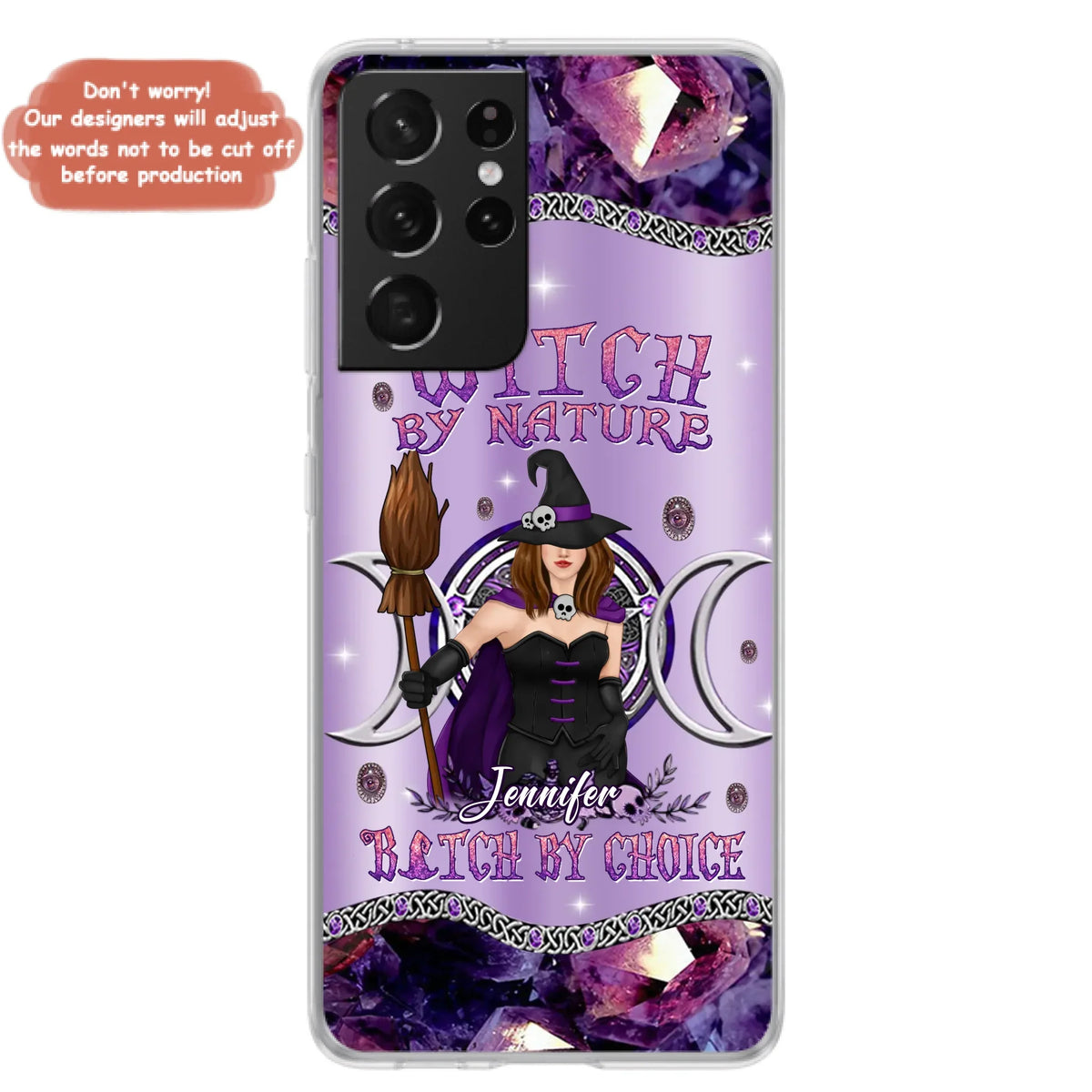 Custom Personalized Sparkling Witch Phone Case - Halloween Gift Idea - Witch By Birth - Case For iPhone/ Samsung