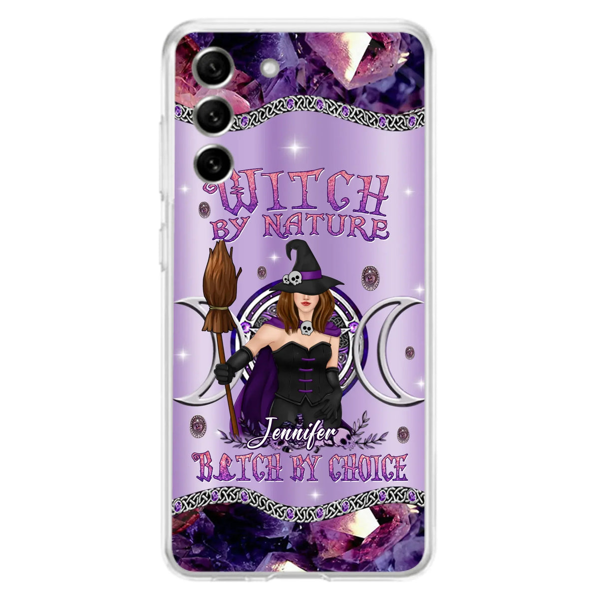 Custom Personalized Sparkling Witch Phone Case - Halloween Gift Idea - Witch By Birth - Case For iPhone/ Samsung