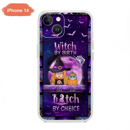 Custom Personalized Witch Phone Case - Gift Idea For Witch/ Dog/ Cat Lover - Upto 5 Pets - Witch By Birth - Case For iPhone/ Samsung