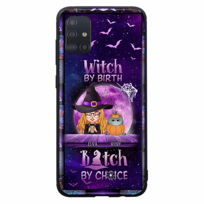 Custom Personalized Witch Phone Case - Gift Idea For Witch/ Dog/ Cat Lover - Upto 5 Pets - Witch By Birth - Case For iPhone/ Samsung